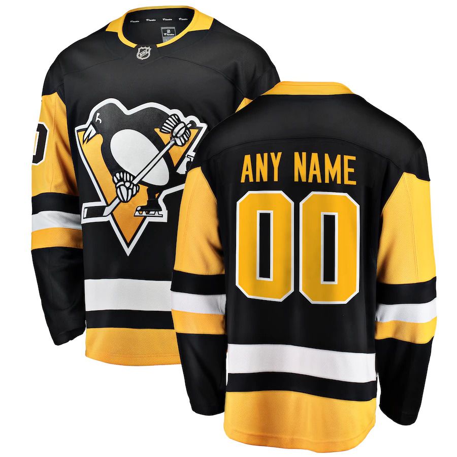 Men Pittsburgh Penguins Fanatics Branded Black Home Breakaway Custom NHL Jersey